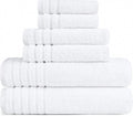 BW Luxe Home Bath Towel Set, 6-Piece, 100% Turkish Cotton, 600 GSM, White | Includes Bath, Hand and Wash Towels, Soft