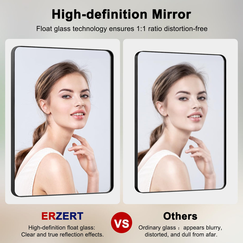 Bathroom Mirrors for Over Sink, 1Pcs 36x36Inch Vanity Mirrors for Wall, Black Metal Frame Rectangle Mirrors Farmhouse