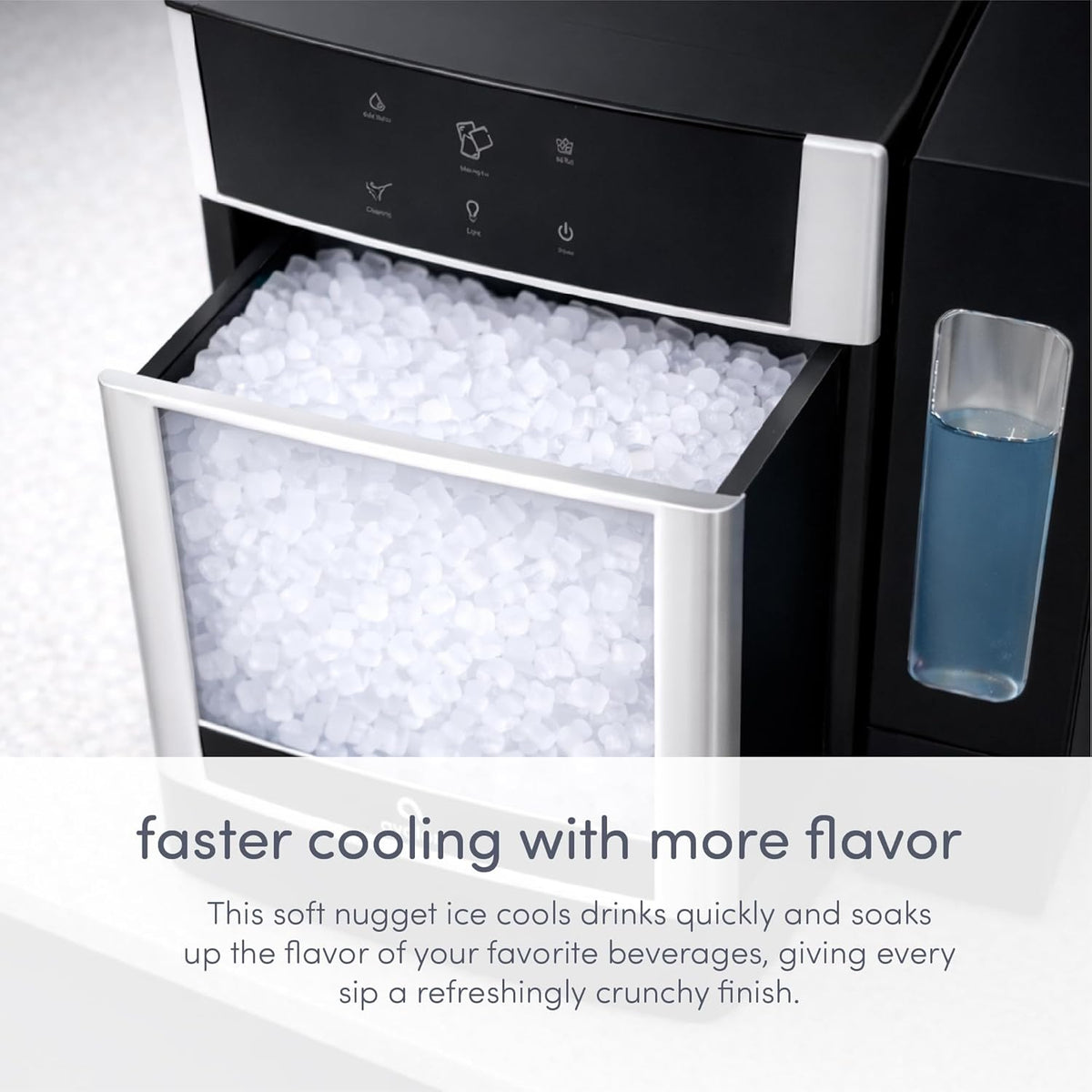 Nugget Ice Maker Chewable Ice 38 lbs Per Day, One Click Operation, Large Ice Storage, 1 Gallon Water Tank
