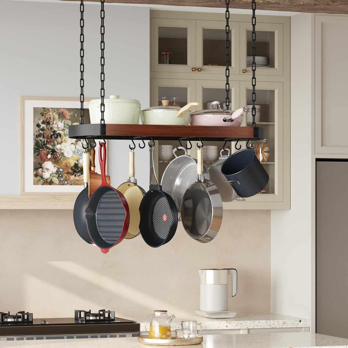 32'' Hanging Pot Rack, Ceiling Pan Hanger, Pot Holder