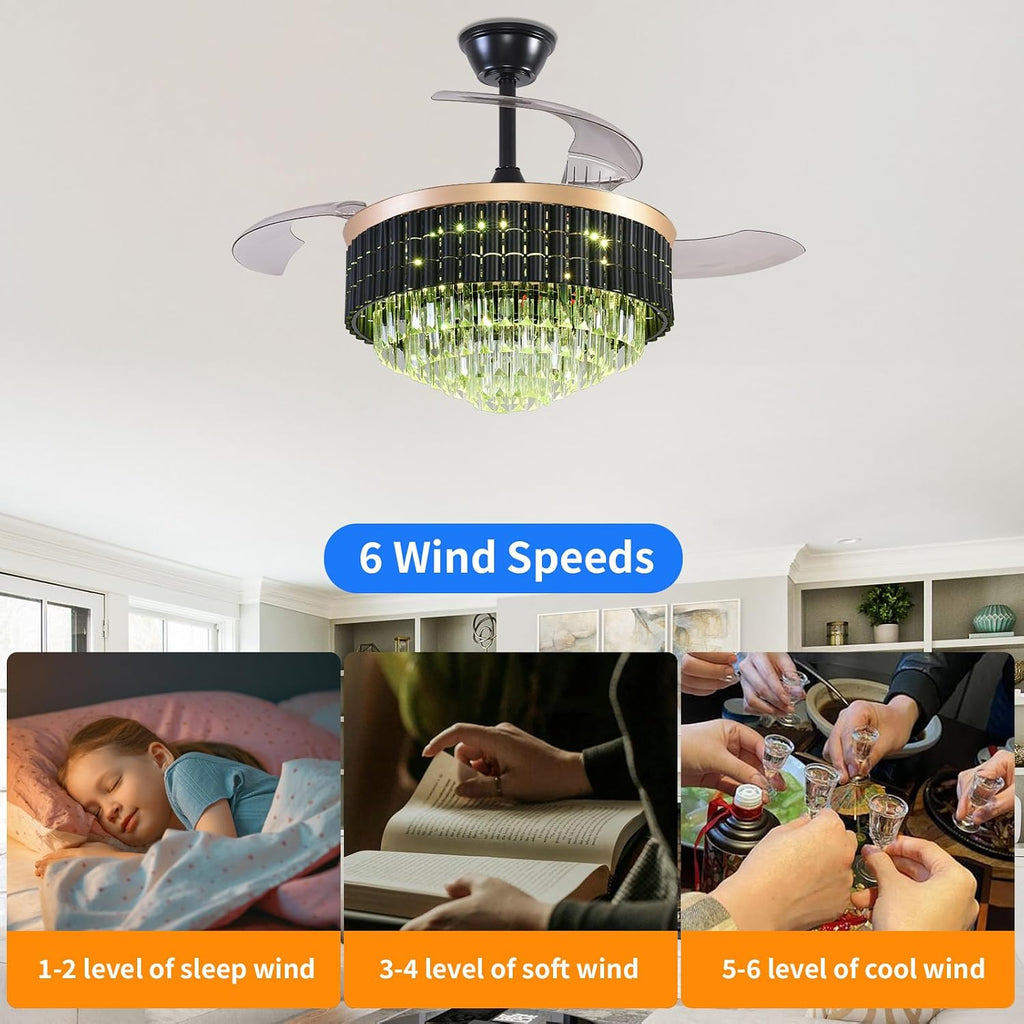 RGB Retractable Ceiling Fan with Lights and Remote