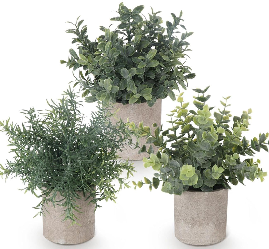 Fake Plants, 3PCS Artificial Plants Indoor Eucalyptus Desk Decor