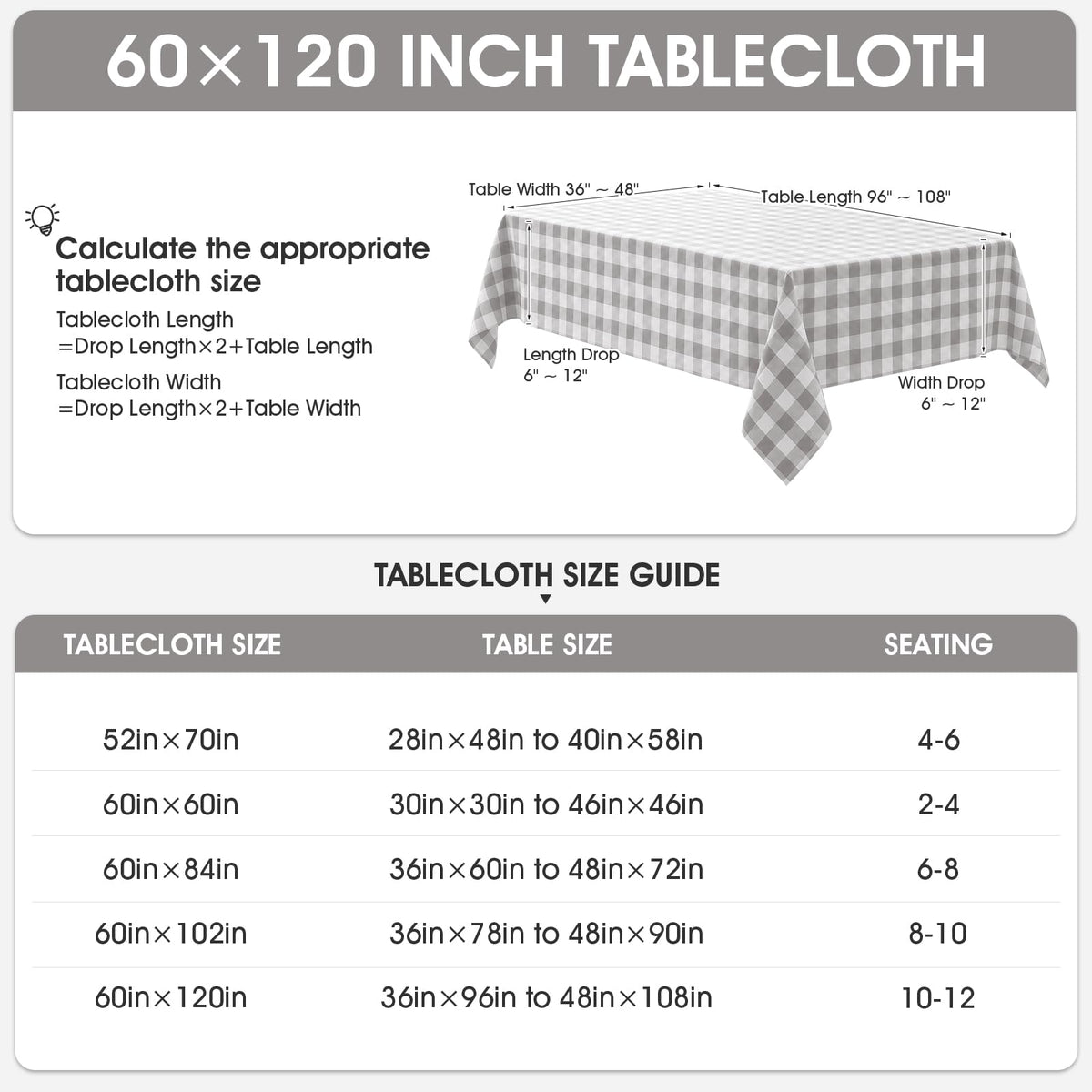 Checkered Tablecloth Rectangle Waterproof Gingham Table Cloth Washable Buffalo Plaid Table Cover Wrinkle Free