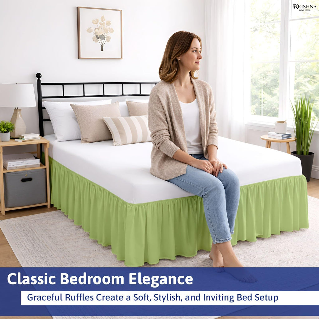 Ruffled Bed Skirt with Split Corners, 100% Microfiber Hotel Quality, 18 Inch Drop Dust Ruffle Gathered Bedskirt