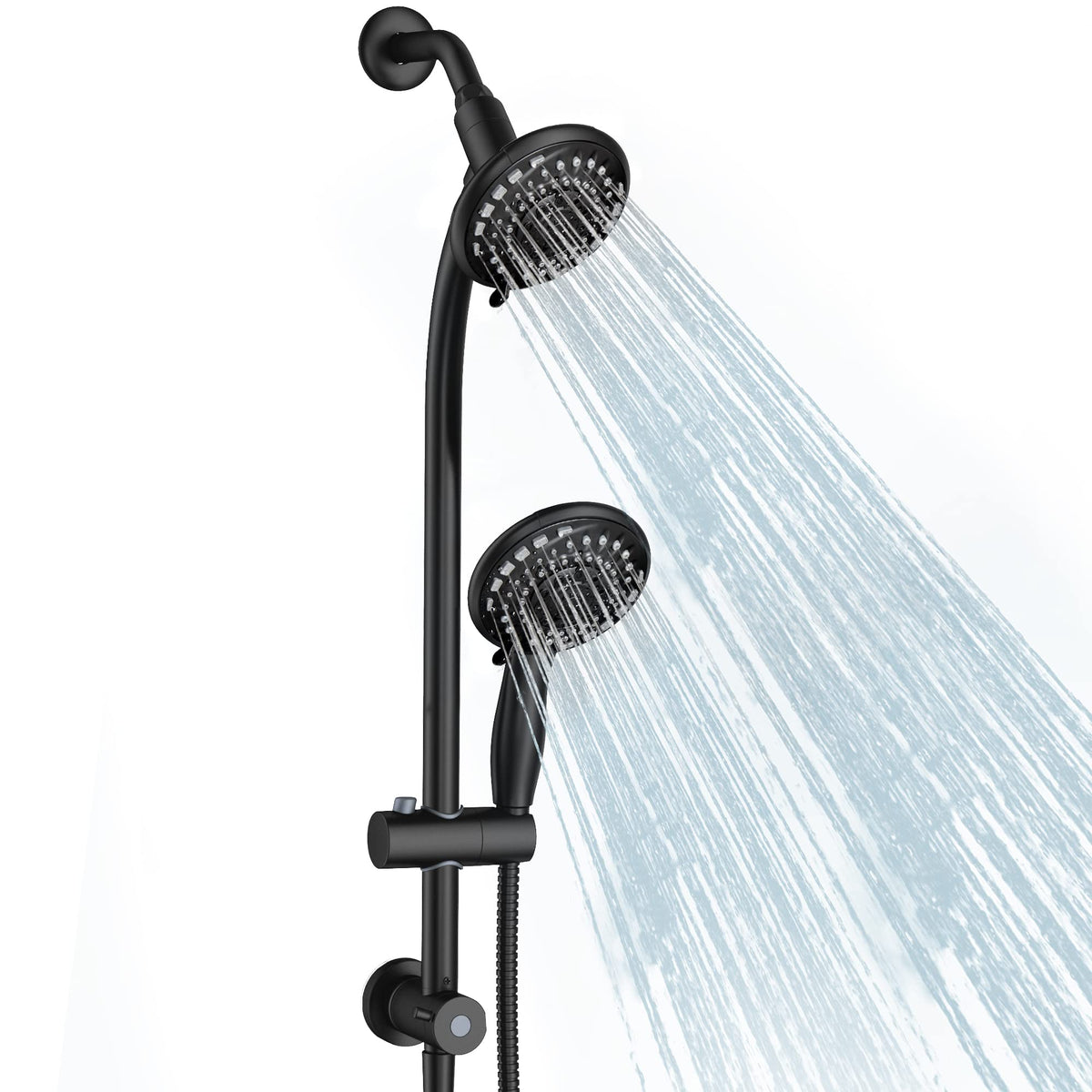 Handheld Showerhead & Rain Shower Combo for Easy Reach, 27.5" Drill-free Stainless Steel Slide Bar, 5"of 5-setting