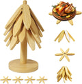 Wooden Trivet Tree Set for Hot Dishes, 100% Natural Wood Trivets, Expandable Design Coasters, Foldable Tree-Sharped - Set of 4