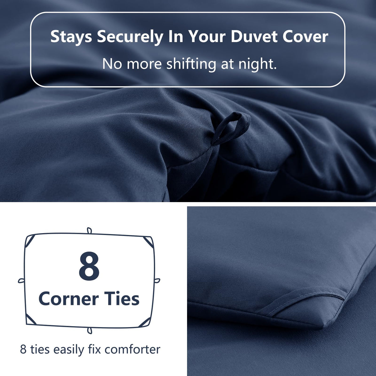 Comforter Sets, 3 Pieces with 2 Pillowcases, Navy Blue