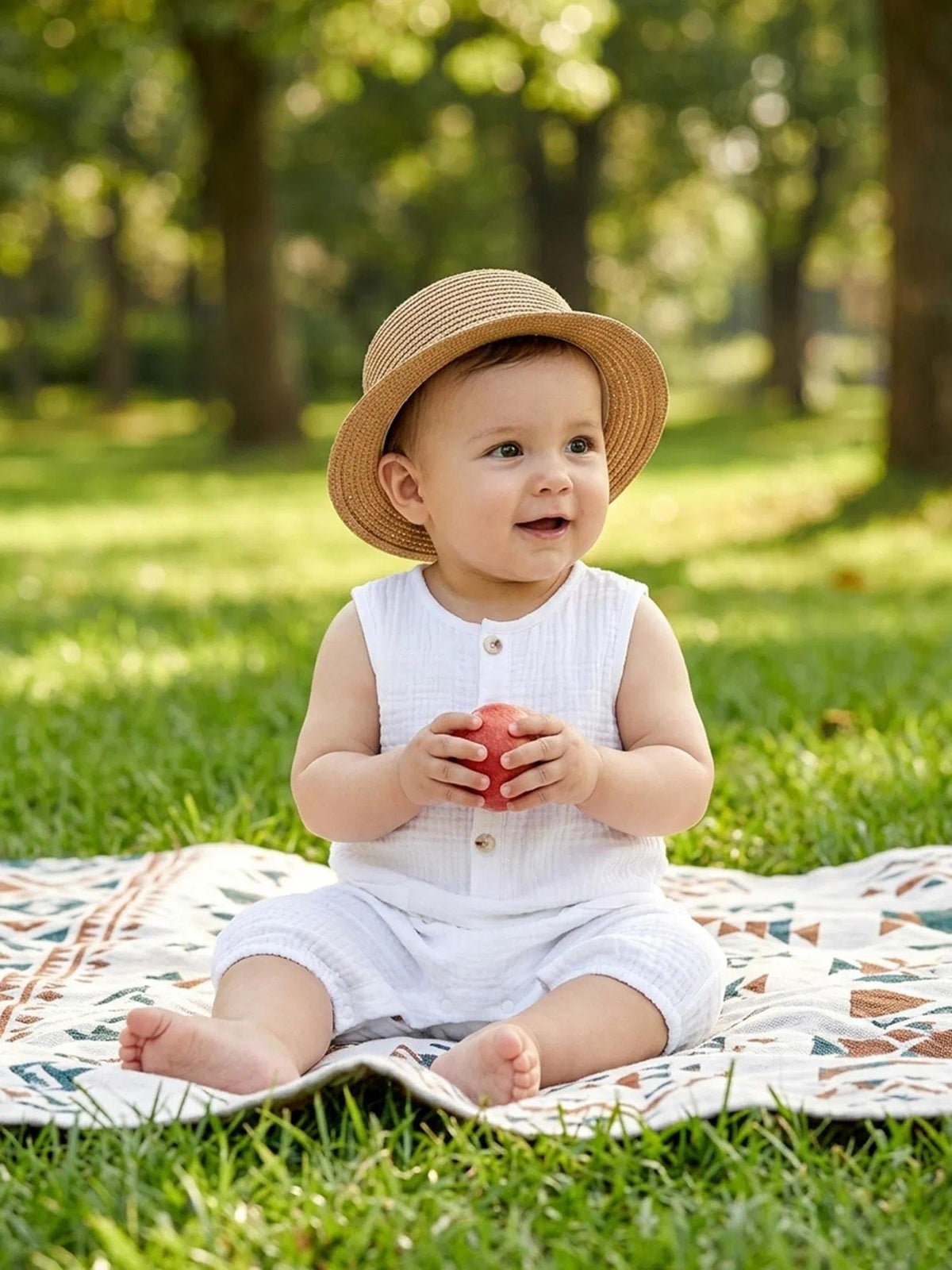 Baby Boy Girl Clothes Unisex Muslin Sleeveless Romper White