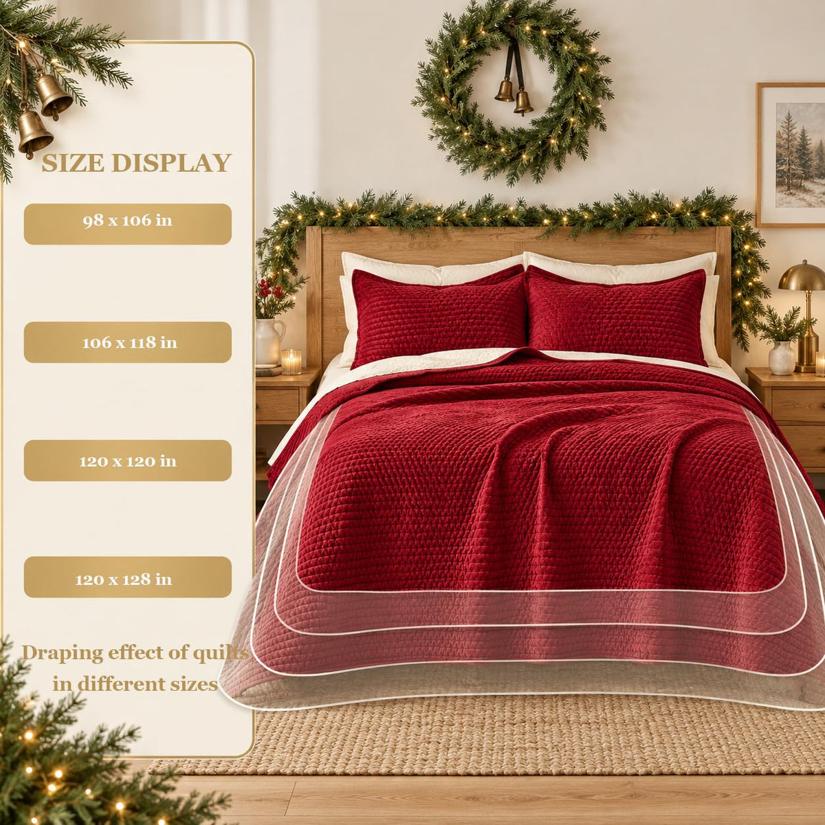 Quillt Set Luxury Velvet Bedspread 98x106