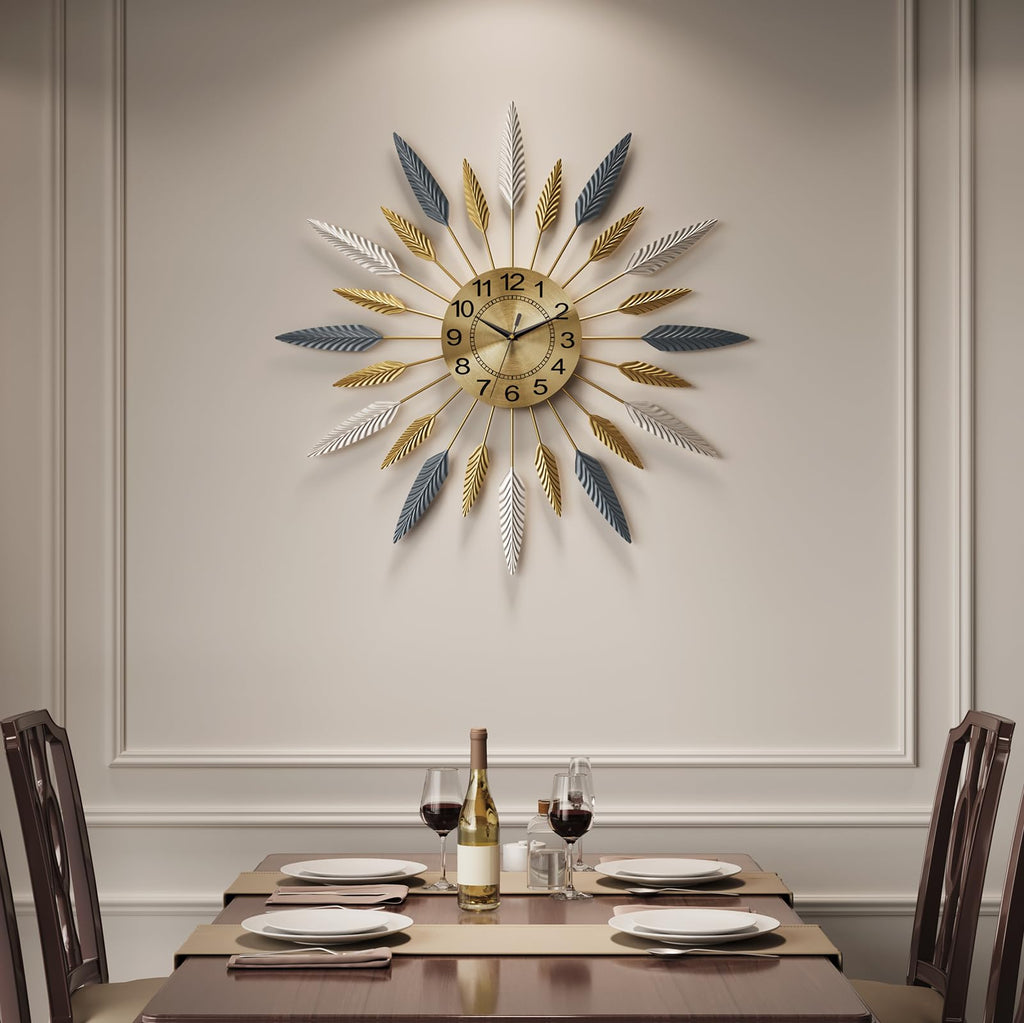 Inspired Nelson Style 30 Inch Large Wall Clock Gold Mid Century Modern Sunburst Wall Clock