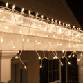 8.5 ft Clear Commercial-Grade Incandescent Icicle Lights, 150 Lights on White Wire Christmas Icicle Lights Outdoor