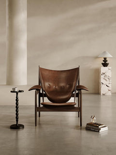 Inspired Chieftain Style Lounge Chair — Vintage Brown Waxed Leather, Oversized 39.4"W