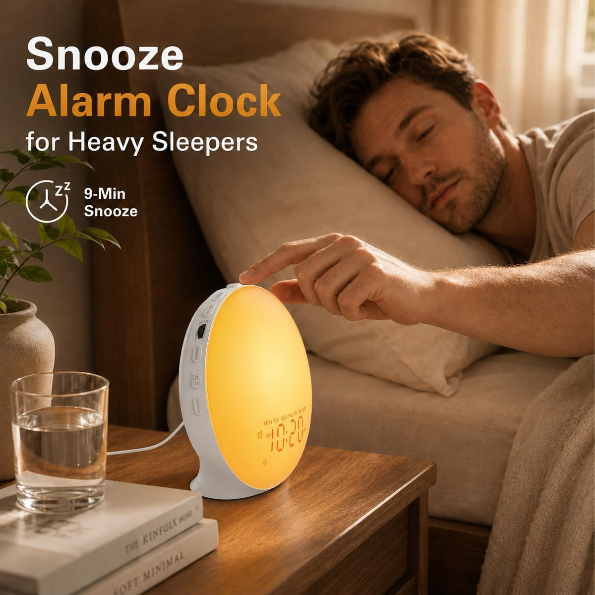 Sunrise Alarm Clock White Noise Machine with 25 Nature Sleep Sounds, Fully Dimmable Clock, Heavy Sleepers, 17 Light