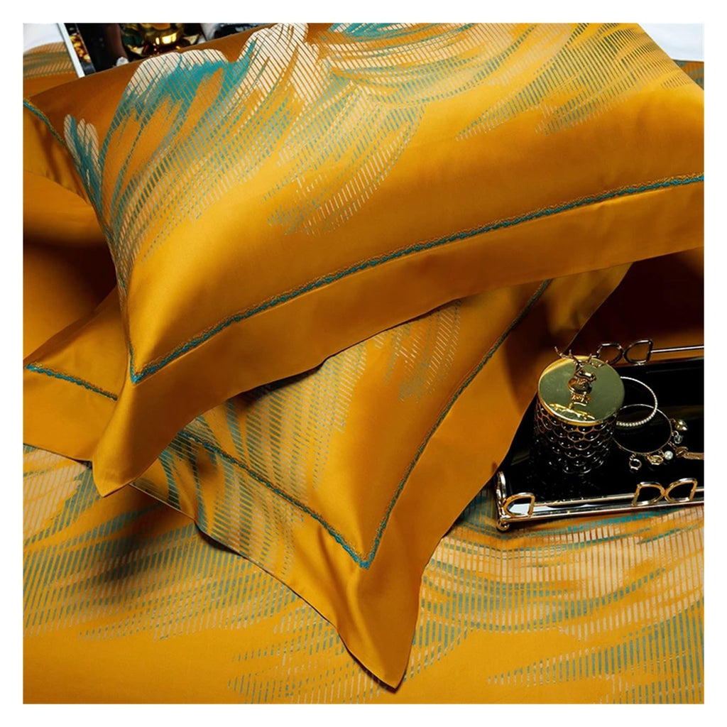 1200Tc Brocade Jacquard and Egyptian Cotton Luxury Bedding Set Smooth Soft Quilt Cover Set Flat/Fitted Bed Sheet