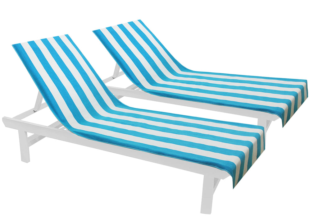 Pool Lounge Chair Cover - 2 Pack Cabana Stripe - Aqua