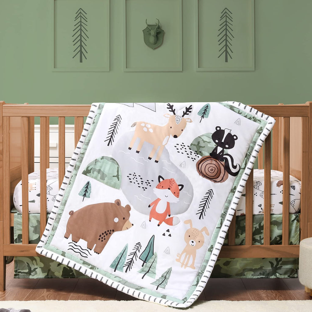 3 Piece Baby Crib Bedding Set for Boys - Newborn, Infant & Toddler Nursery Bed Set Decor with Fitted Crib Sheet, Dust
