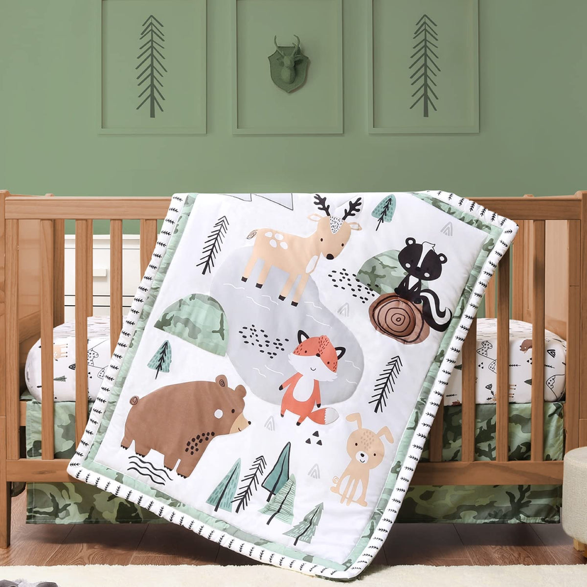 3 Piece Baby Crib Bedding Set for Boys - Newborn, Infant & Toddler Nursery Bed Set Decor with Fitted Crib Sheet, Dust