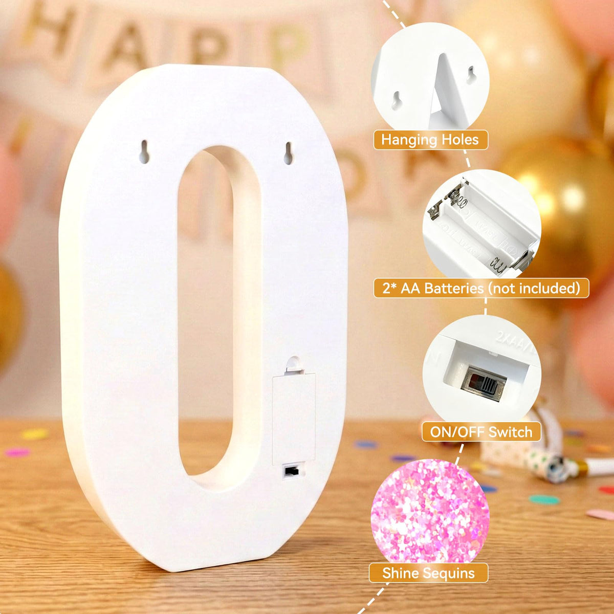 12.6 Inch Pink Marquee Light Up Numbers 13 for Party Decorations