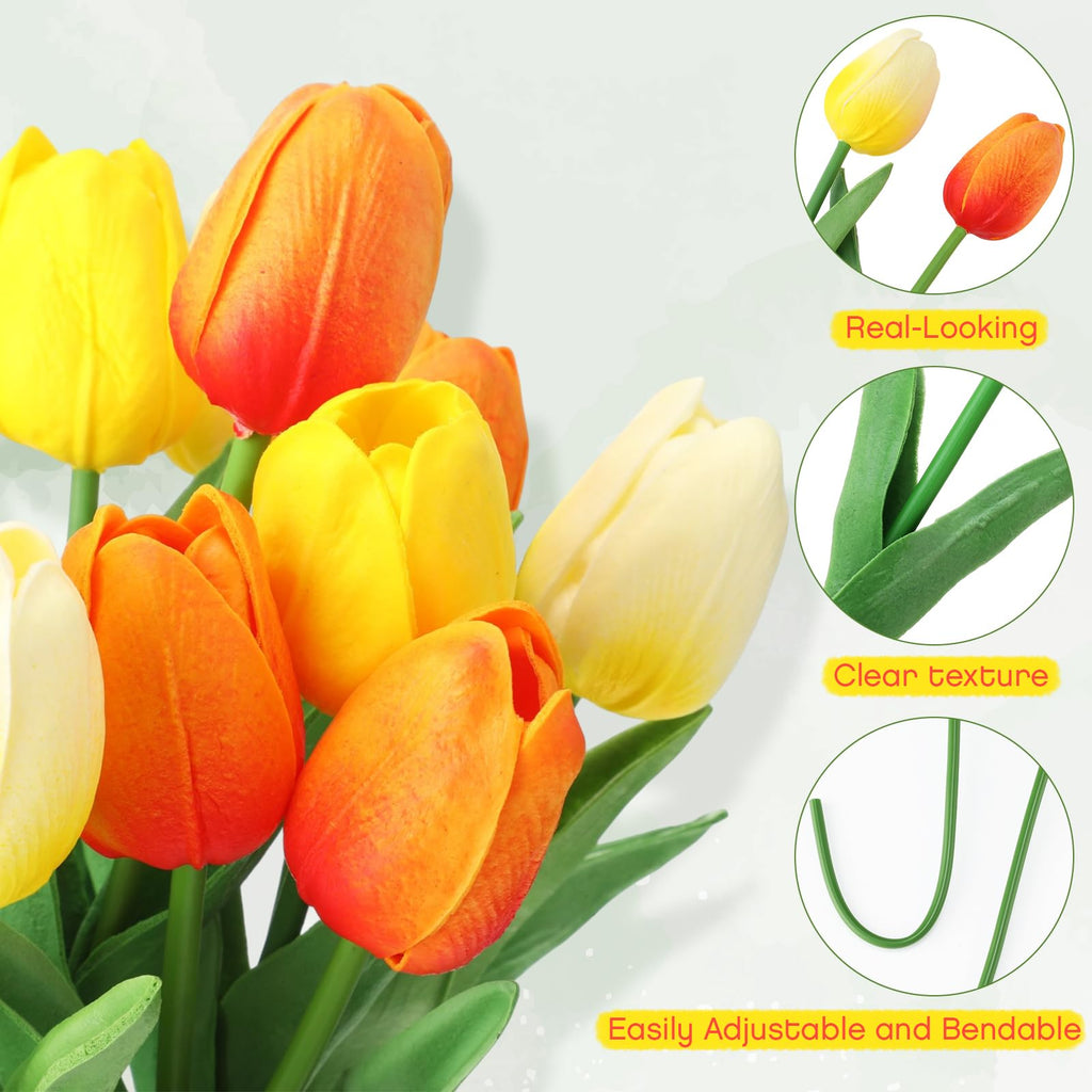 12 Pack 5 ft Artificial Tulips Hanging Flower Garland, Yellow