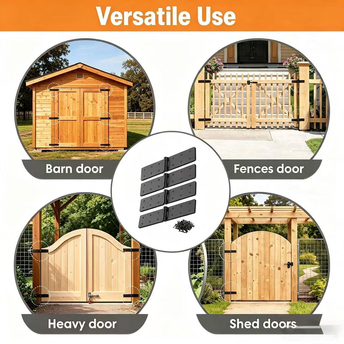 Heavy Duty Gate Hinges, 270 degree Wood Door Hinge for Fence Barn Doors