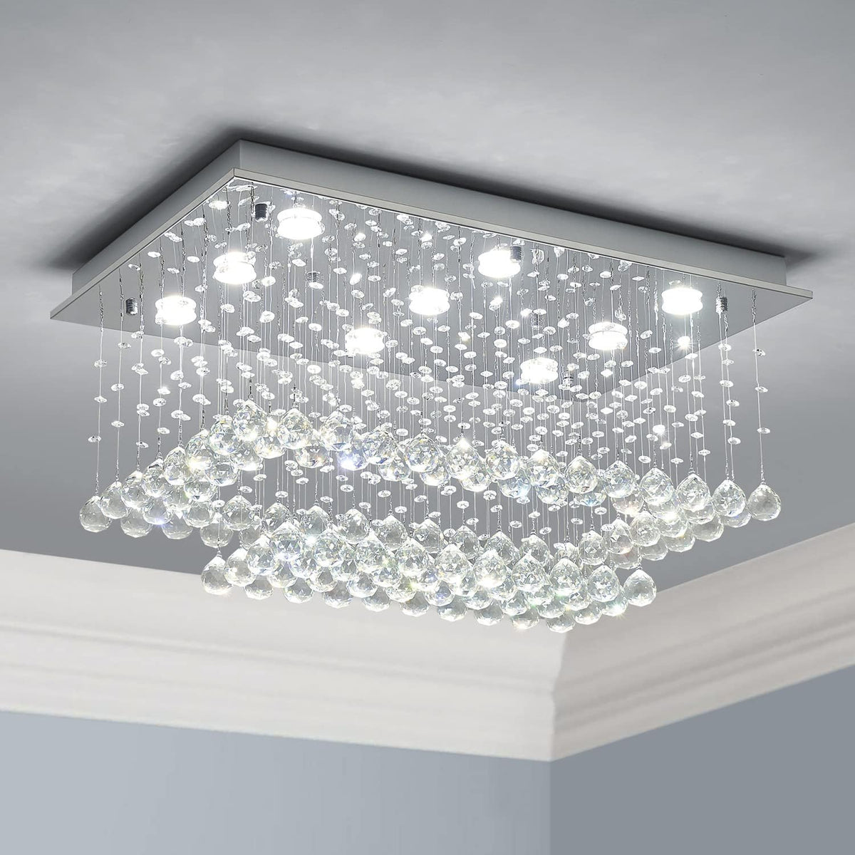 9-Light K9 Crystal Chandelier Light Fixture for Dining Rooms and Great Rooms