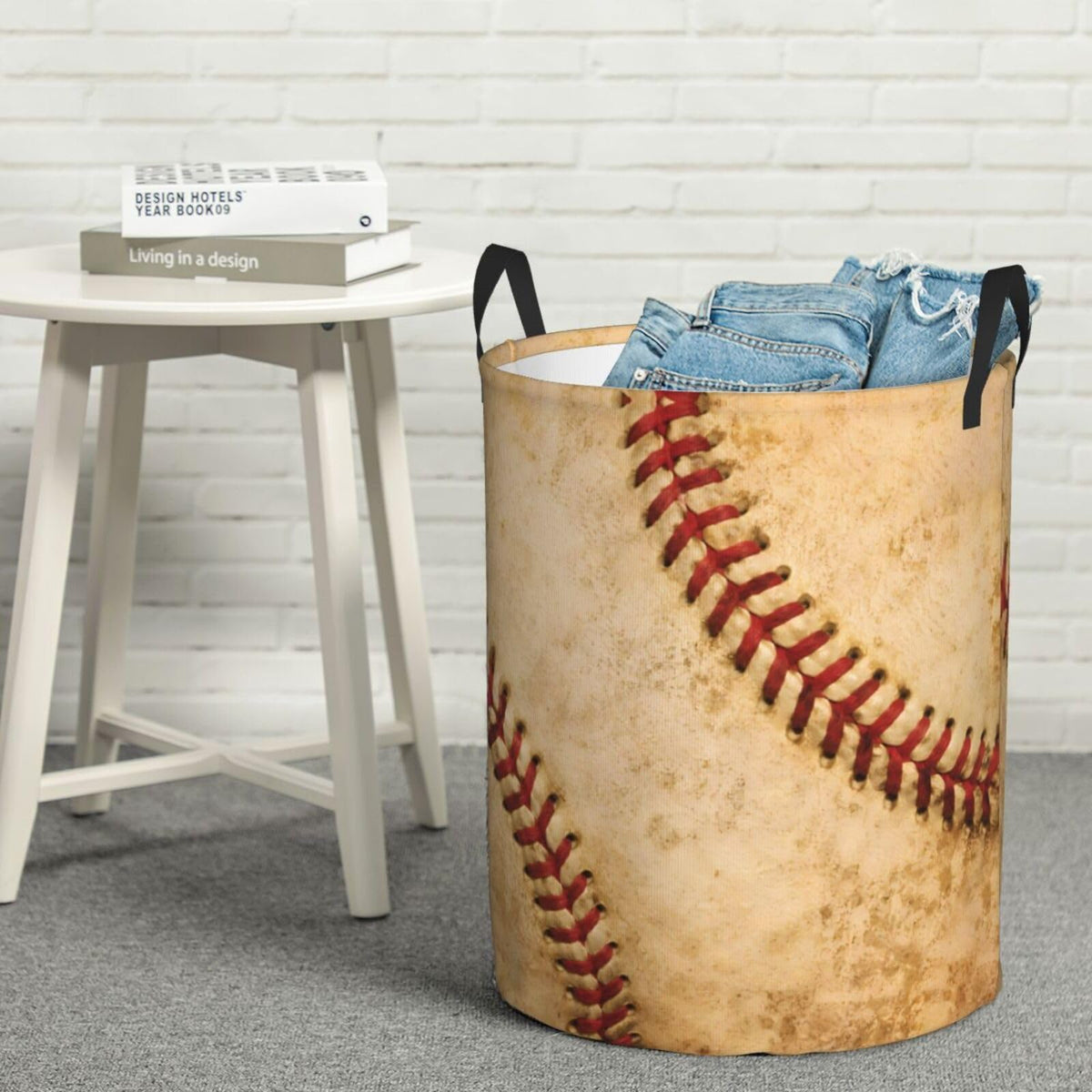 Baseball Texture Laundry Basket Laundry Hamper With Handles Collapsible Laundry Baskets Storage Basket For Room
