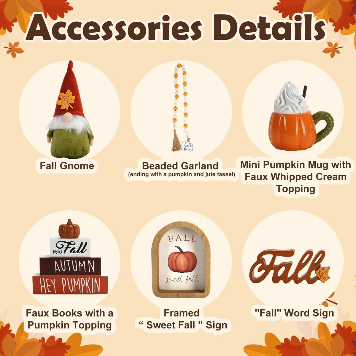 Fall Decorations, 6Pcs Thanksgiving Fall Tiered Tray Decor Set