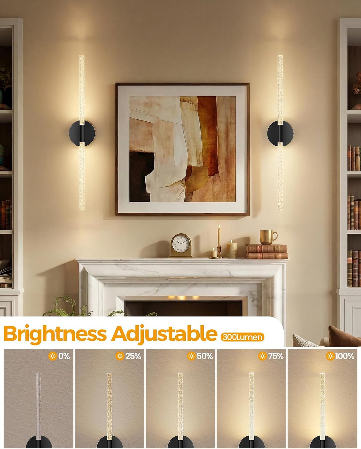 Crystal-Inspired Bubble Battery Operated Wall Sconce Set of 2, 10000mAh 3 Color Temps Rechargeable Wall Lights with Remote, Dimmable Wireless Wall Lamp for Living Room Bedroom