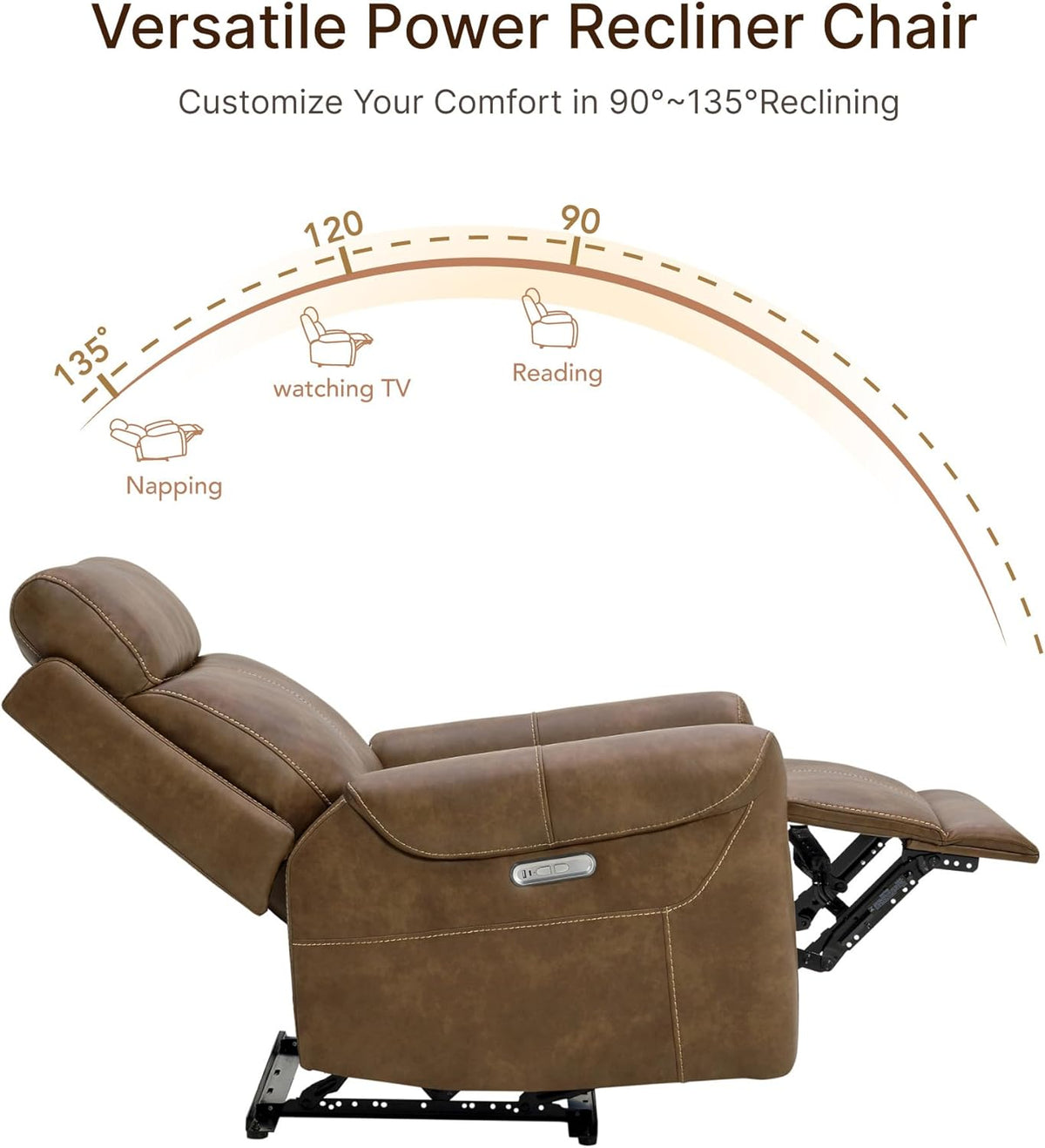 Leather Recliner Chair for Adults Wall Hugger RV Recliner with USB Charging Ports Electric Power Reclining Sofa for Living Room Home Theater Seating Bedroom