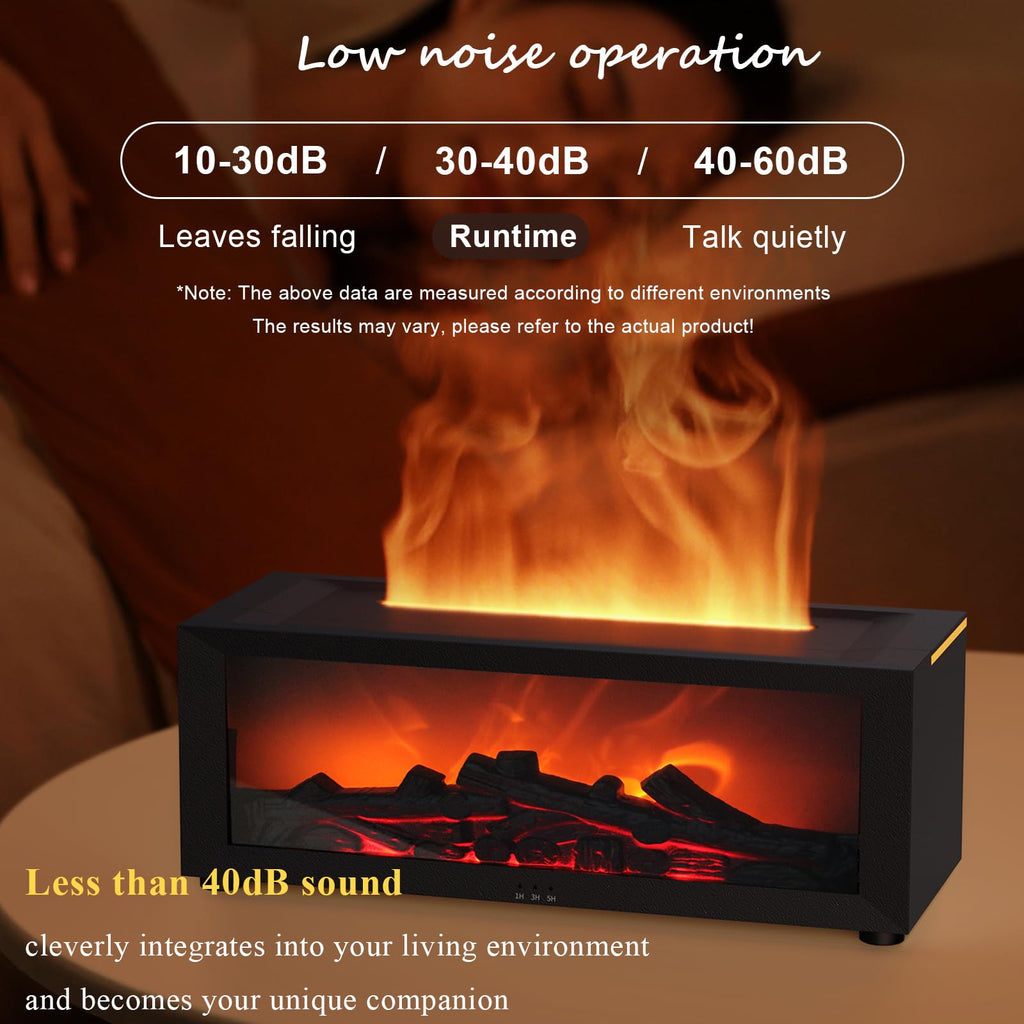 Fireplace Essential Oil Diffuser, 150ml Aromatherapy Diffuser, Ultrasonic Cool Mist Humidifier, 7 Colors Firelight