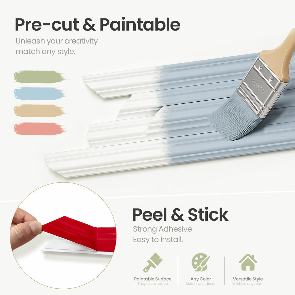 Peel and Stick Door Molding Pre-Cut Paintable Trim Moulding Kit