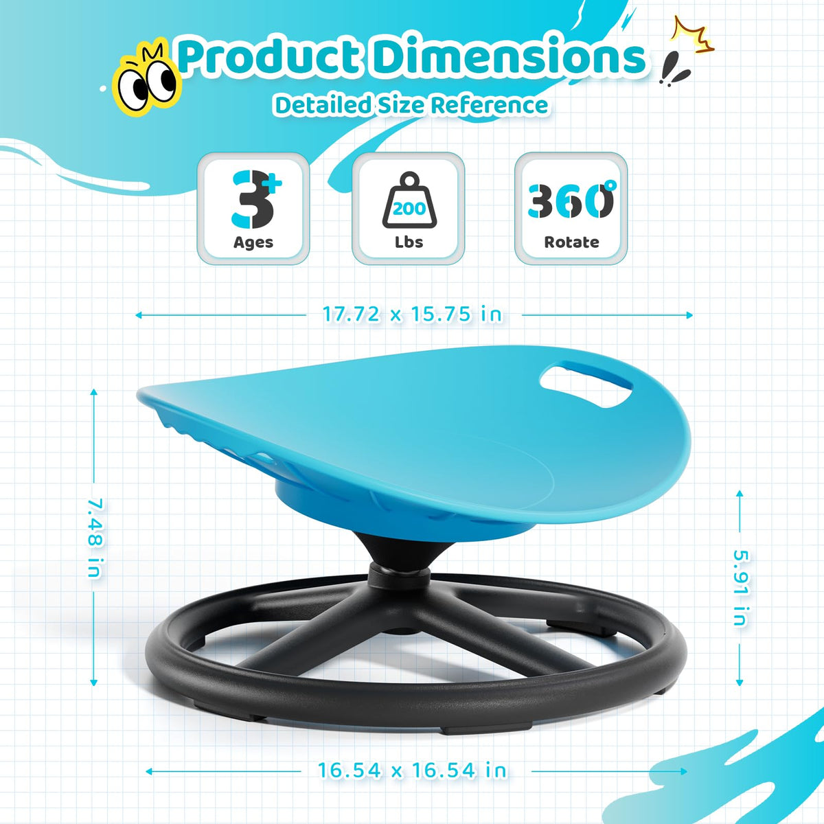 Spinning Chair for Autistic Kids Ages 3-8 Autism Sensory Toy, Blue Oval