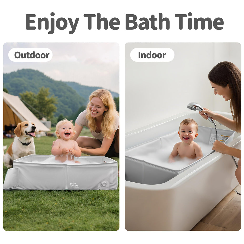Bathtub for 6M-3Y Toddler, Baby Shower Gifts & Registry Search for Boys Girls, Collapsible & Portable Bathtub for
