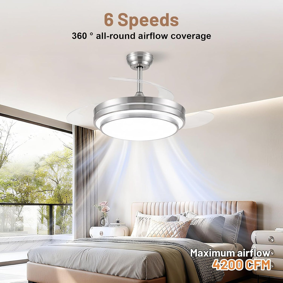 48" Chandelier Retractable Ceiling Fan with Light & Remote