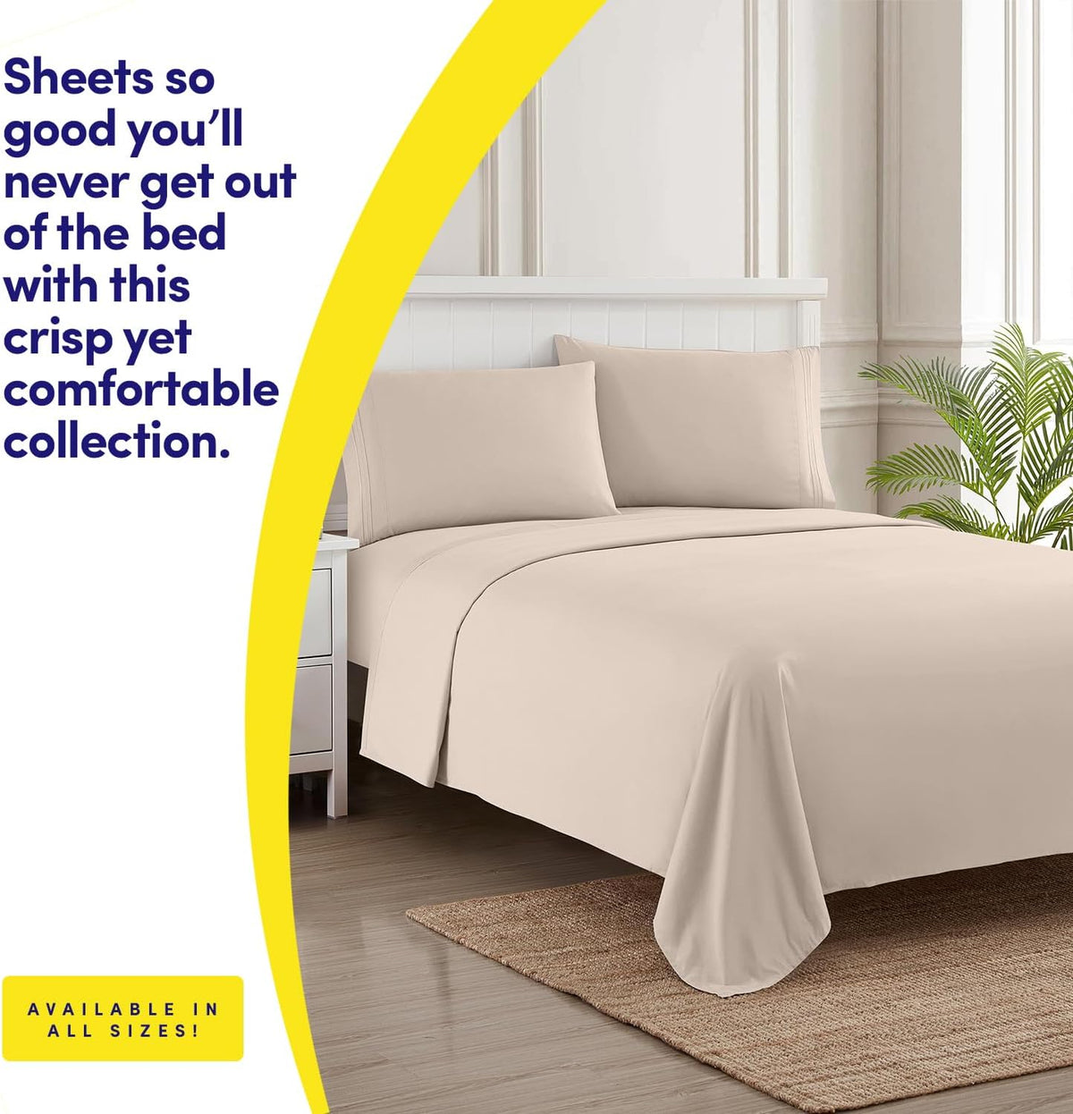 1500 Supreme Collection Sheet Sets Beige Cream - Luxury Hotel Bed Sheets and Pillowcase Set for Mattress