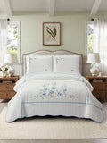 100% Cotton Quilt Set - 3-Piece Lightweight Bedspread Coverlet with Embroidery