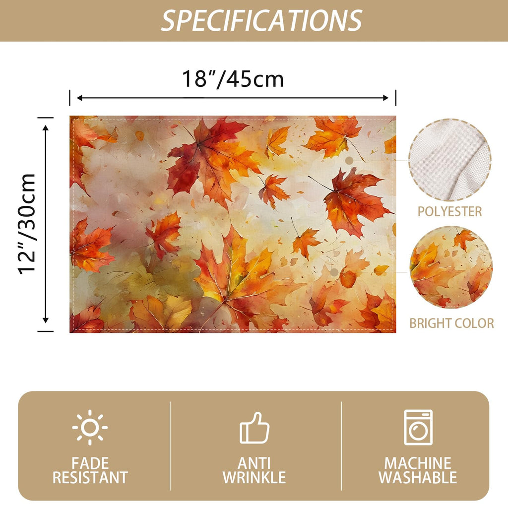 Fall Placemats Set of 4,Thanksgiving Decorations Decor
