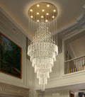 Crystal Glam Chandelier with LED Bulbs, 32 Inches Wide by 120 Inches Tall