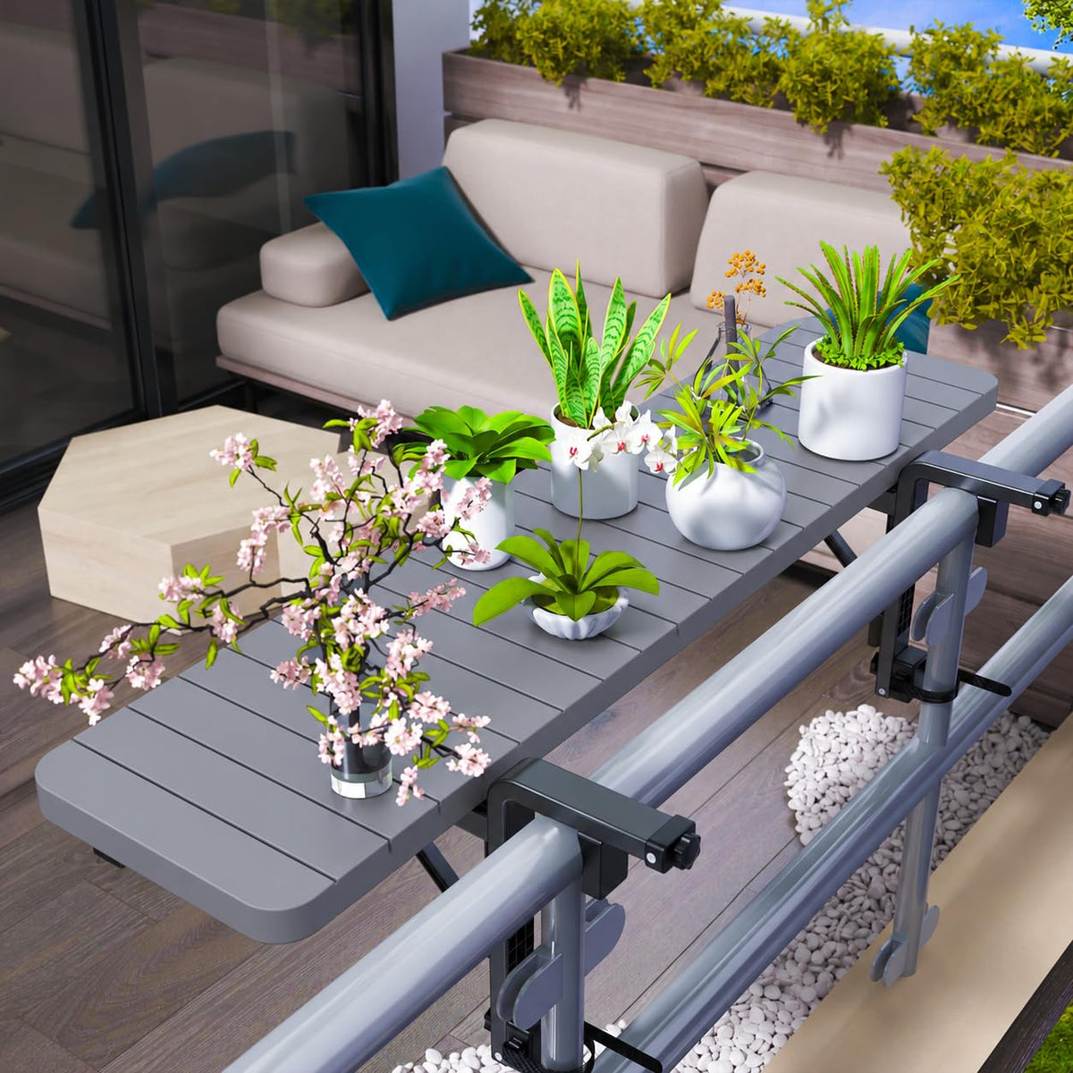 Balcony Table Outdoor Patio Bar Balcony Bar Table for Railings