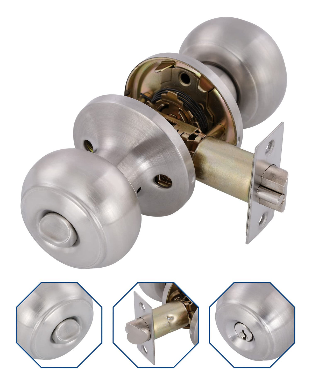 All Keyed Identical Deadbolt Door knob Single Cylinder Deadbolt Lock Combo Set, Classic Satin Nickel Exterior Knobs