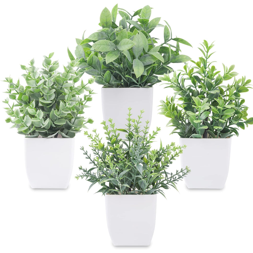 4 Pack 7" Mini Fake Plants, Artificial Plants Decor