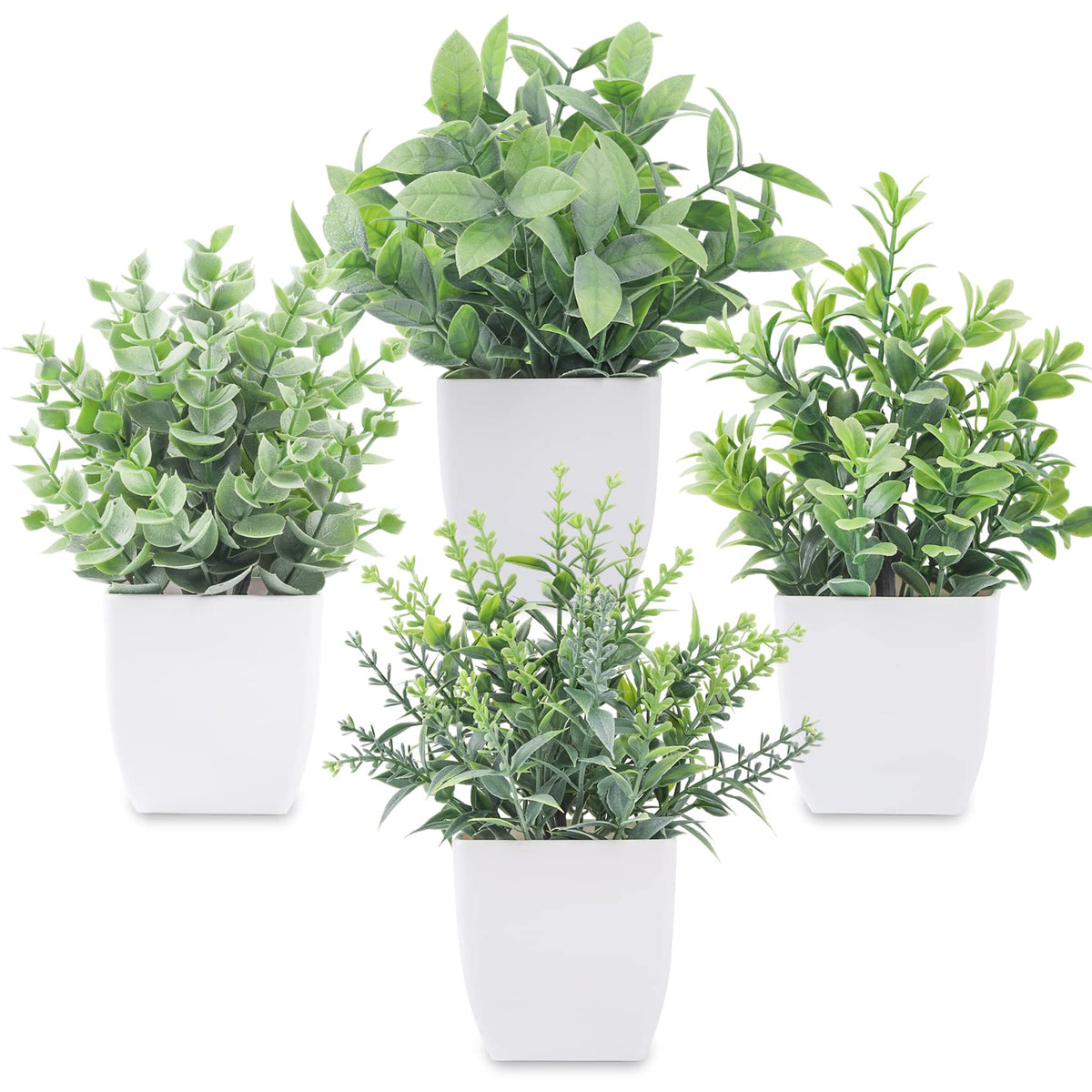 4 Pack 7" Mini Fake Plants, Artificial Plants Decor