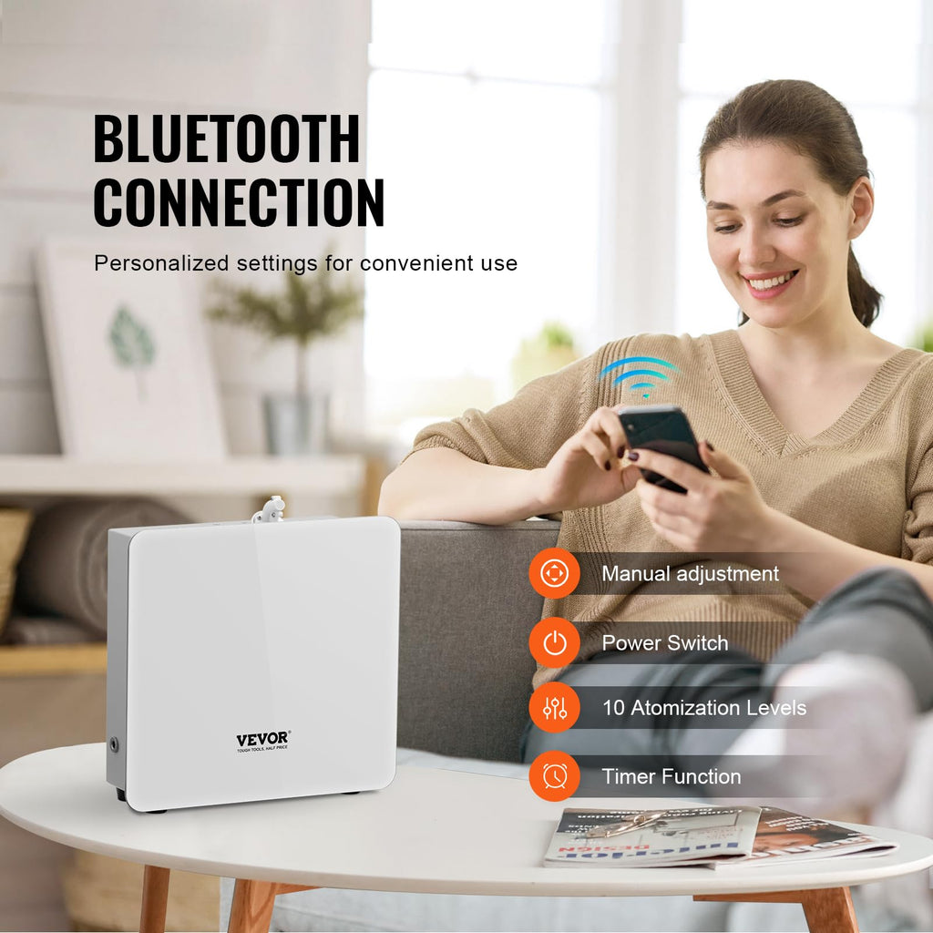 Scent Air Machine, 480ml Bluetooth Smart Essential Oil Diffuser with Cold Air Tech, Waterless Scent Diffuser Cover