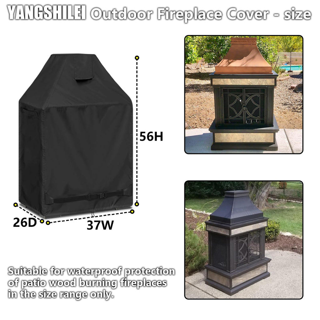 Outdoor Fireplace Cover 100% Waterproof - 37"W x 26"D x 56"H