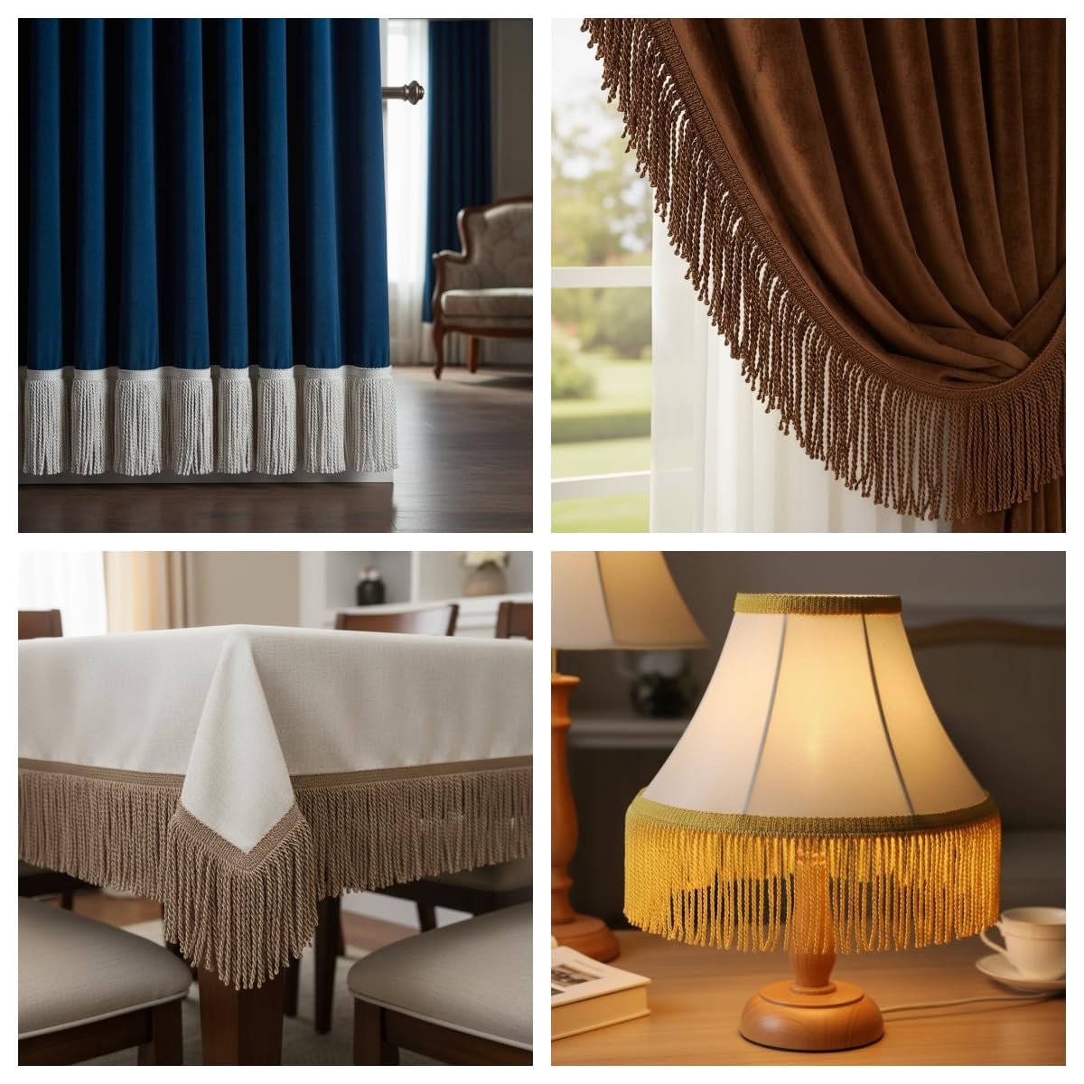 6 Inches Curtain Fringes Bullion Fringe Trim, Sewing Fabric Tassel Trims Embellishments Curtain Weights - 6.5 Yards