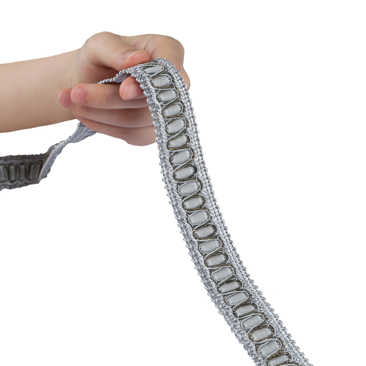 Braid Trim 6.5 Yard 1.1" Wide Woven Gimp Fabric Trim-Silver