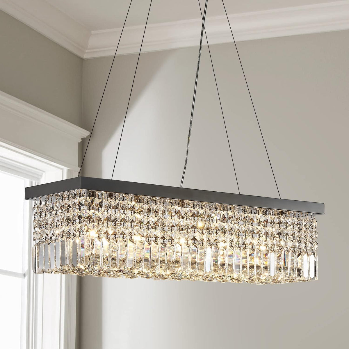 Modern Farmhouse K9 Crystal Chandelier for Dining Rooms and Living Spaces