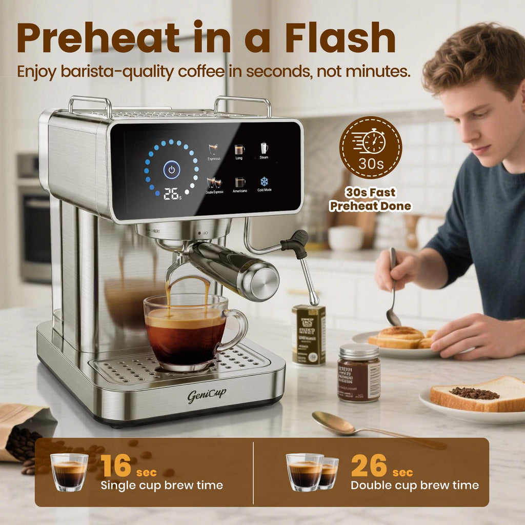20 Bar Espresso Coffee Machines with Cold Brew & Customizable Program (Pro)