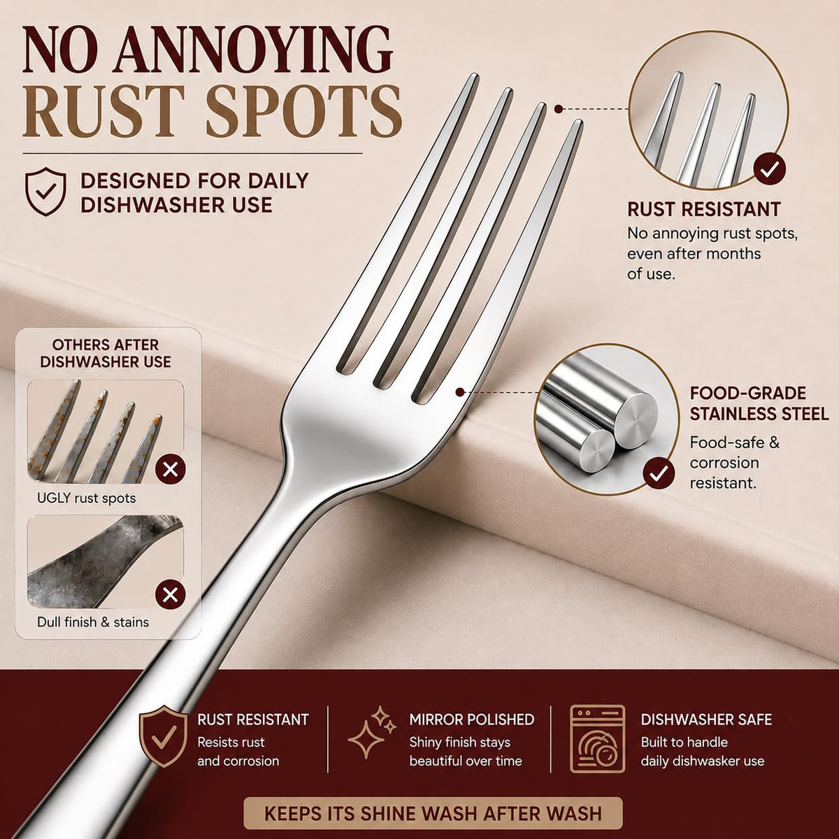 20-Pc Silverware Set for 4, Heavy Duty Stainless Steel Flatware Set