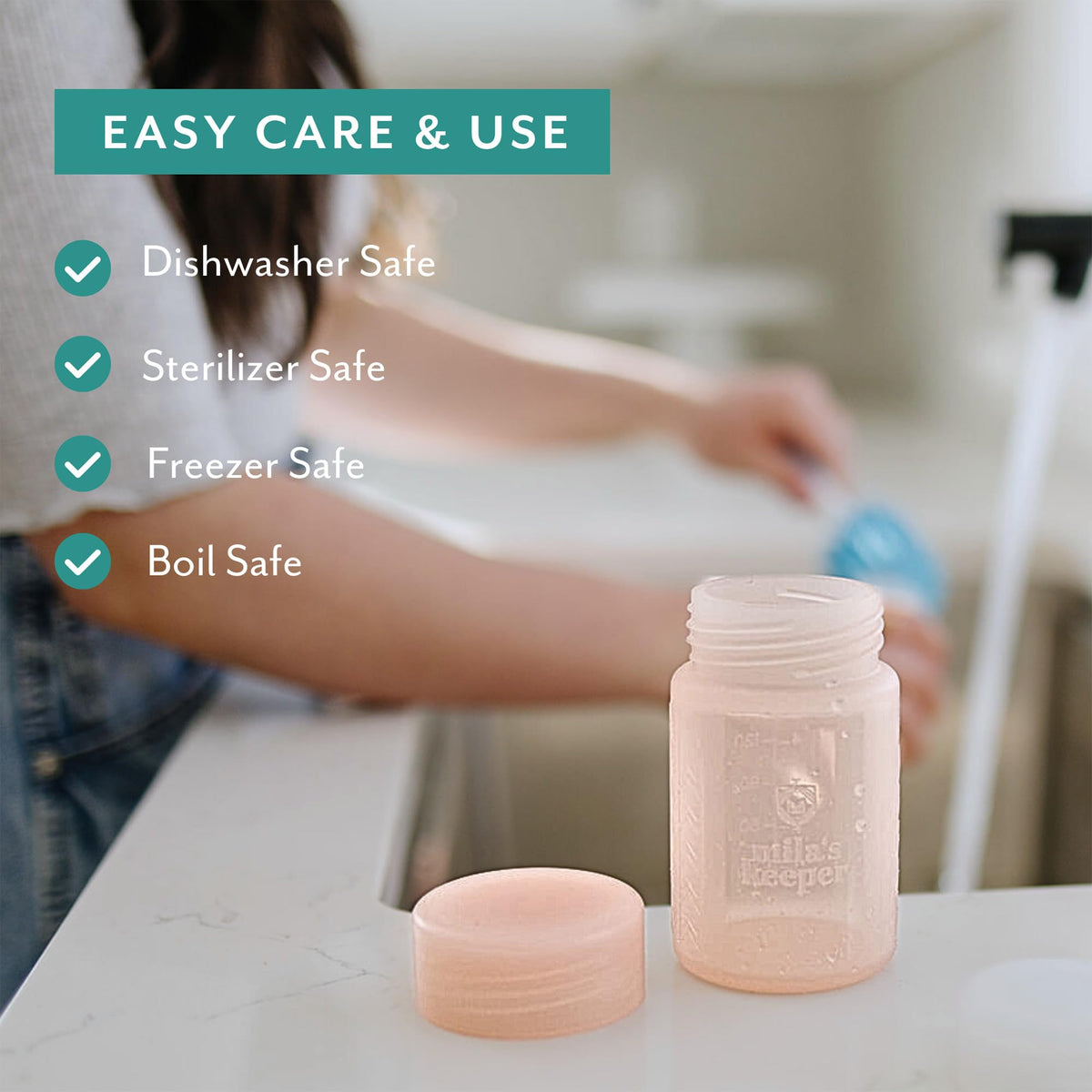 Silicone Breast Milk Storage Bottles | Daycare Approved | 100% Plastic Free Baby Bottle | 3 in 1 Pumping, Storing